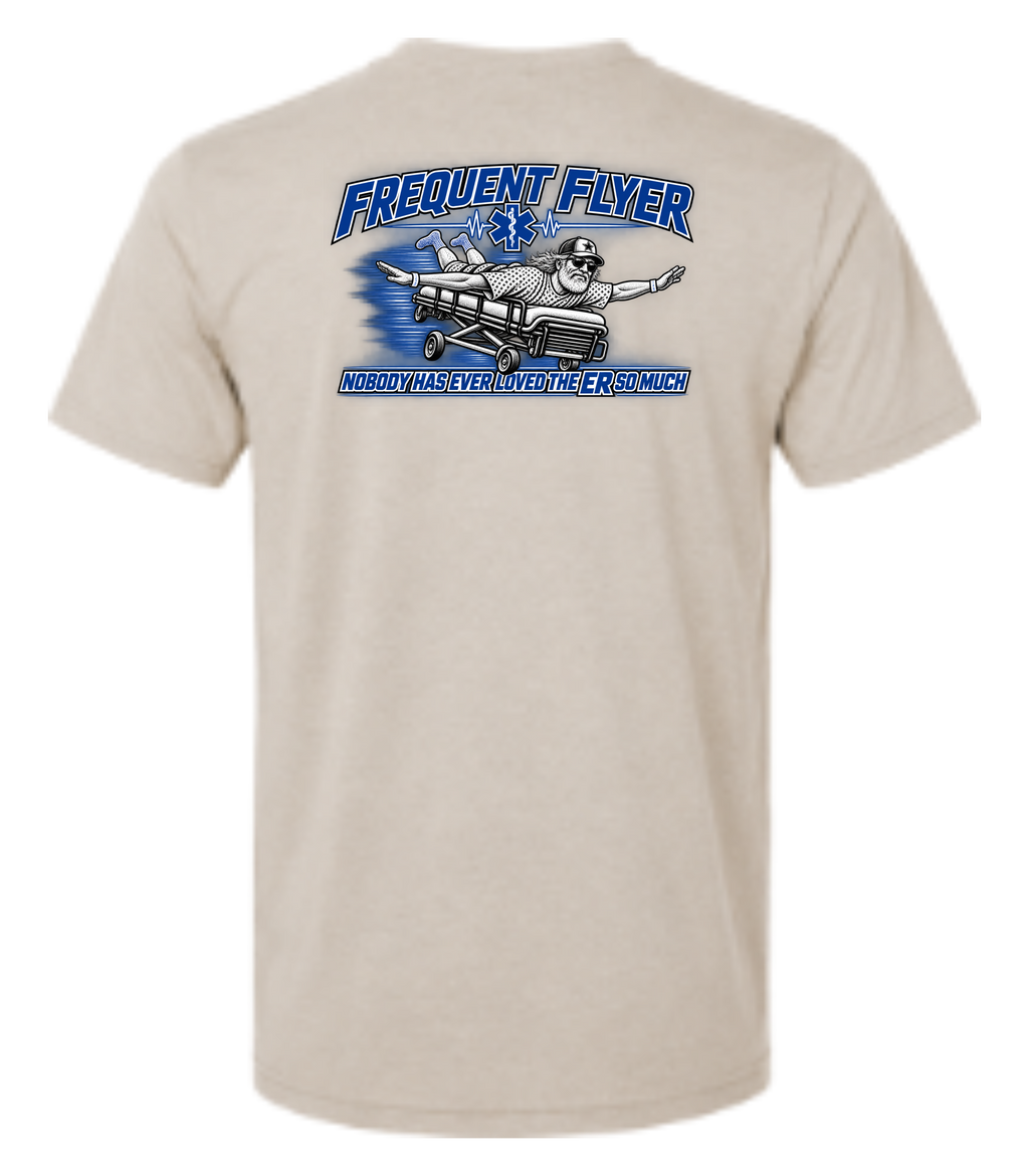 Frequent Flyer – Tan T Shirt